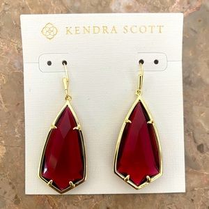 Kendra Scott Red Crimson Ruby & Gold Earrings